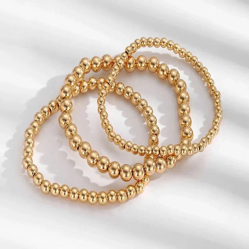 7pcs Gold Beaded Bracelet Stack for Women - Layered Jewellery Set, view 3