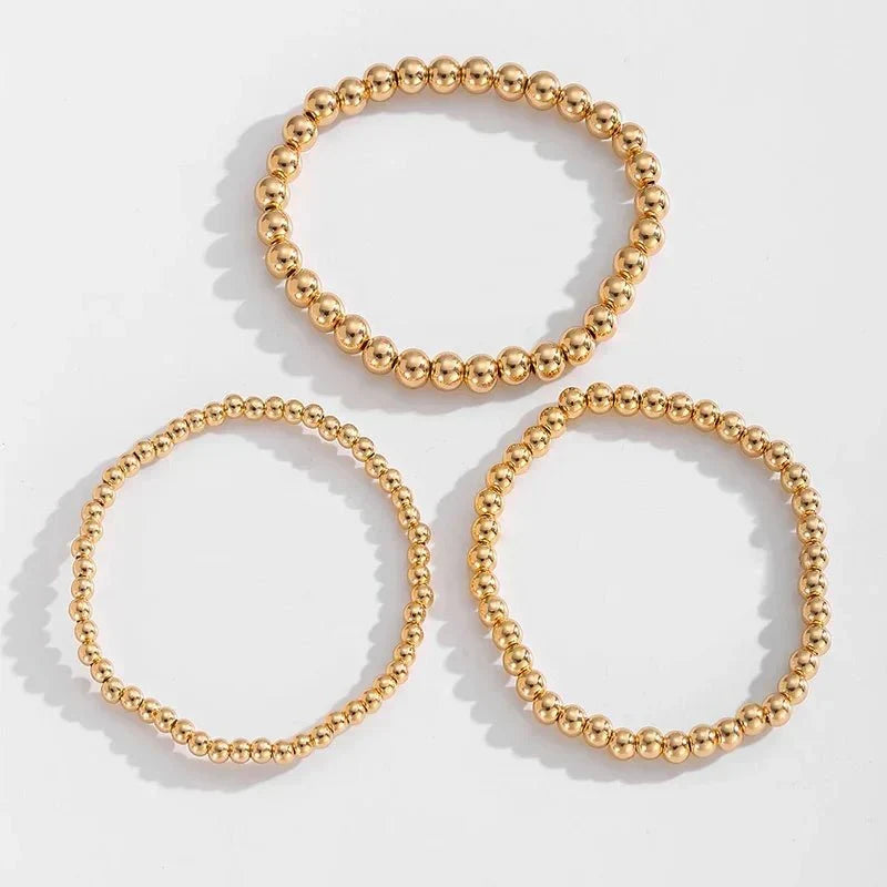 7pcs Gold Beaded Bracelet Stack for Women - Layered Jewellery Set, view 4