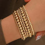 7pcs Gold Beaded Bracelet Stack for Women - Layered Jewellery Set