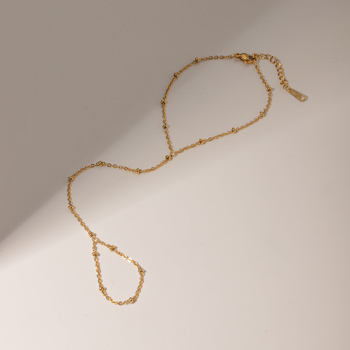 Dainty Satellite Hand Chain Bracelet with Ring - Adjustable 16-17 cm, view 3