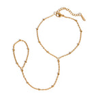 Dainty Satellite Hand Chain Bracelet with Ring - Adjustable 16-17 cm, view 4