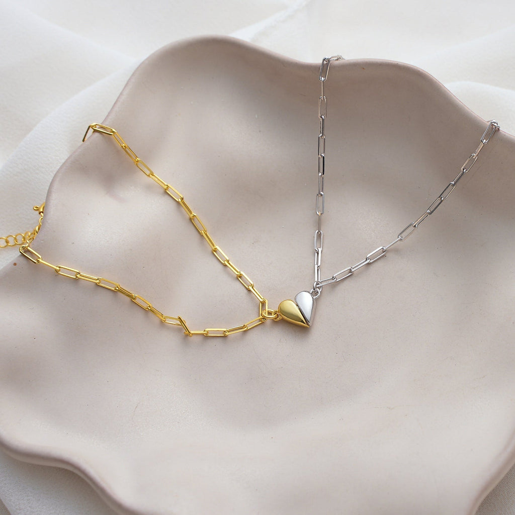 Magnetic Heart Paperclip Chain Love Bracelet Set for Couples or Friends, view 7