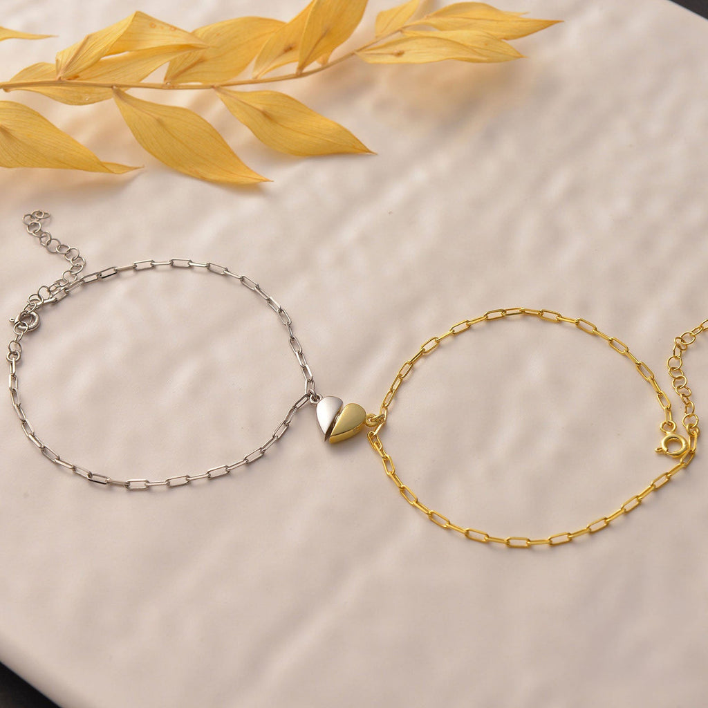 Magnetic Heart Paperclip Chain Love Bracelet Set for Couples or Friends, view 8