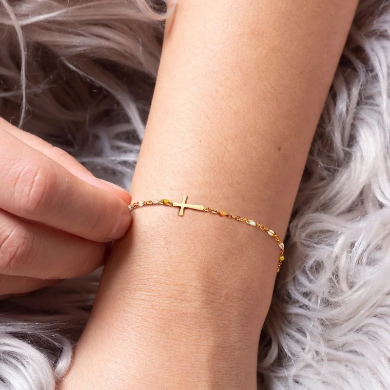Adjustable Silver Cross Bracelet for Women - 15.5+4.5cm, Lightweight, view 10