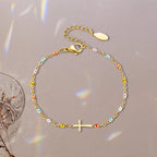 Adjustable Silver Cross Bracelet for Women - 15.5+4.5cm, Lightweight, view 13