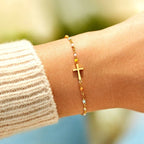 Adjustable Silver Cross Bracelet for Women - 15.5+4.5cm, Lightweight, view 6