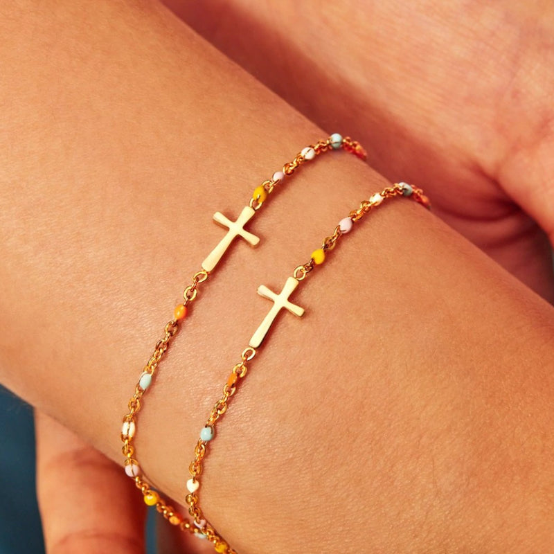 Adjustable Silver Cross Bracelet for Women - 15.5+4.5cm, Lightweight, view 8