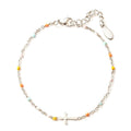 Adjustable Silver Cross Bracelet for Women - 15.5+4.5cm, Lightweight