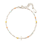 Adjustable Silver Cross Bracelet for Women - 15.5+4.5cm, Lightweight