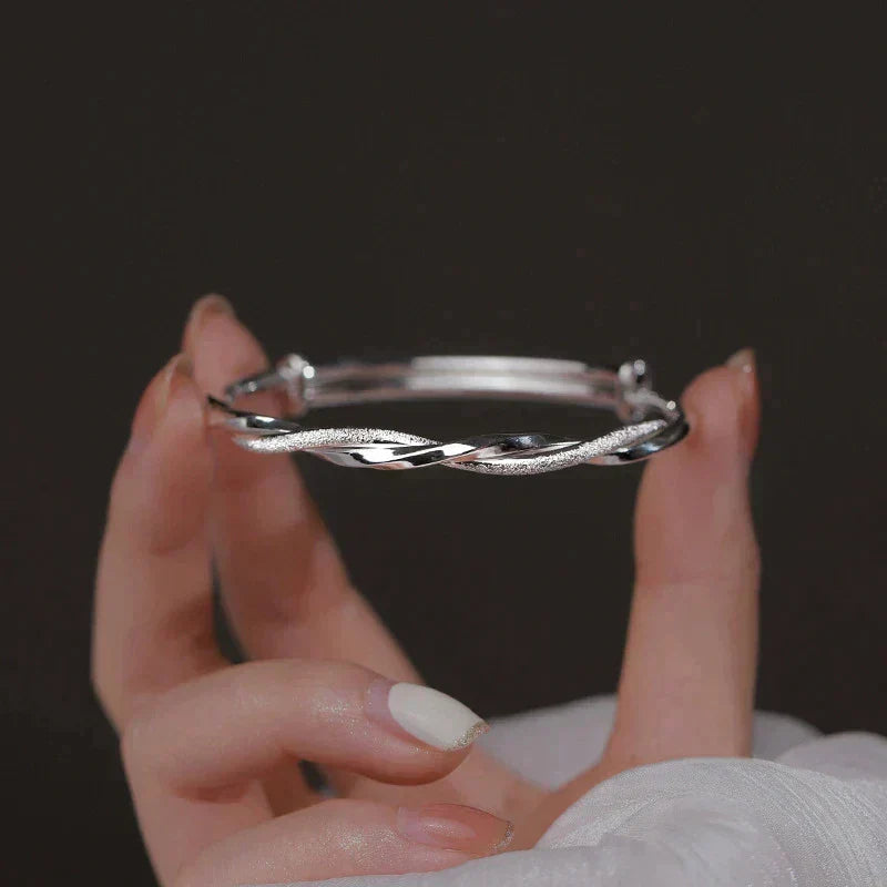 Twisted Silver Bracelet for Women - 925 Sterling, 6 cm, view 2