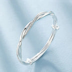 Twisted Silver Bracelet for Women - 925 Sterling, 6 cm, view 7