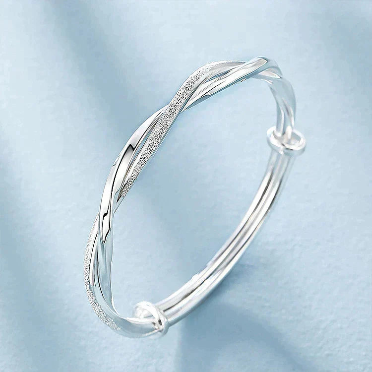 Twisted Silver Bracelet for Women - 925 Sterling, 6 cm, view 7