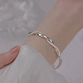 Twisted Silver Bracelet for Women - 925 Sterling, 6 cm