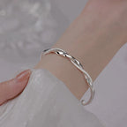 Twisted Silver Bracelet for Women - 925 Sterling, 6 cm