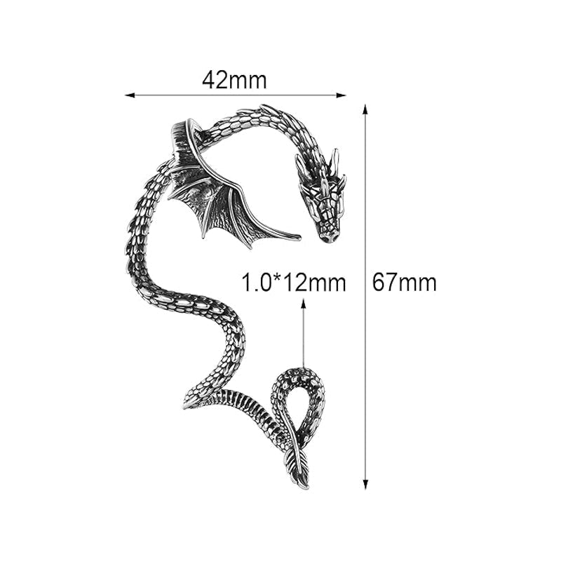 Dragon Cuff Earring for Men and Women - Alloy, Black Gold Silver, view 11