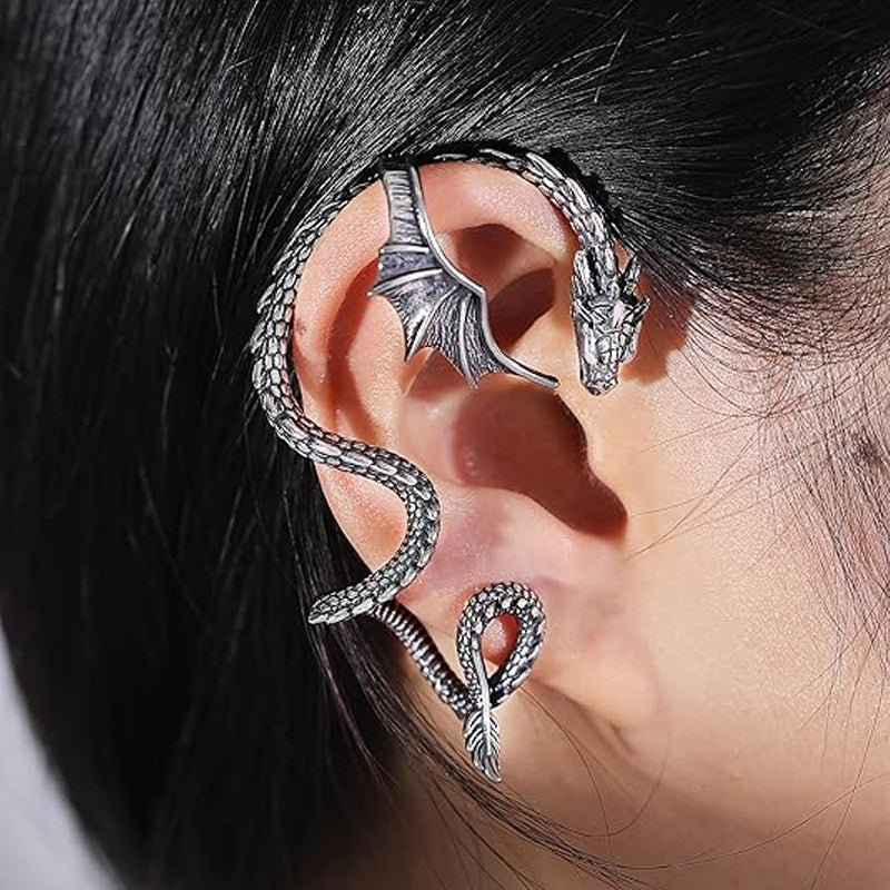 Dragon Cuff Earring for Men and Women - Alloy, Black Gold Silver, view 14