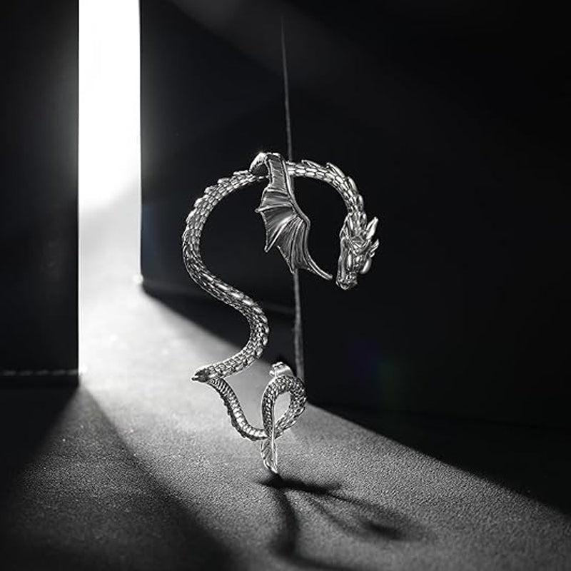 Dragon Cuff Earring for Men and Women - Alloy, Black Gold Silver, view 3