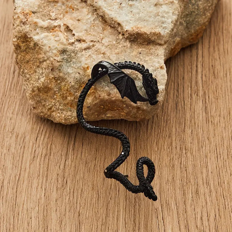 Dragon Cuff Earring for Men and Women - Alloy, Black Gold Silver, view 5