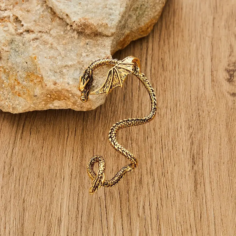 Dragon Cuff Earring for Men and Women - Alloy, Black Gold Silver, view 9