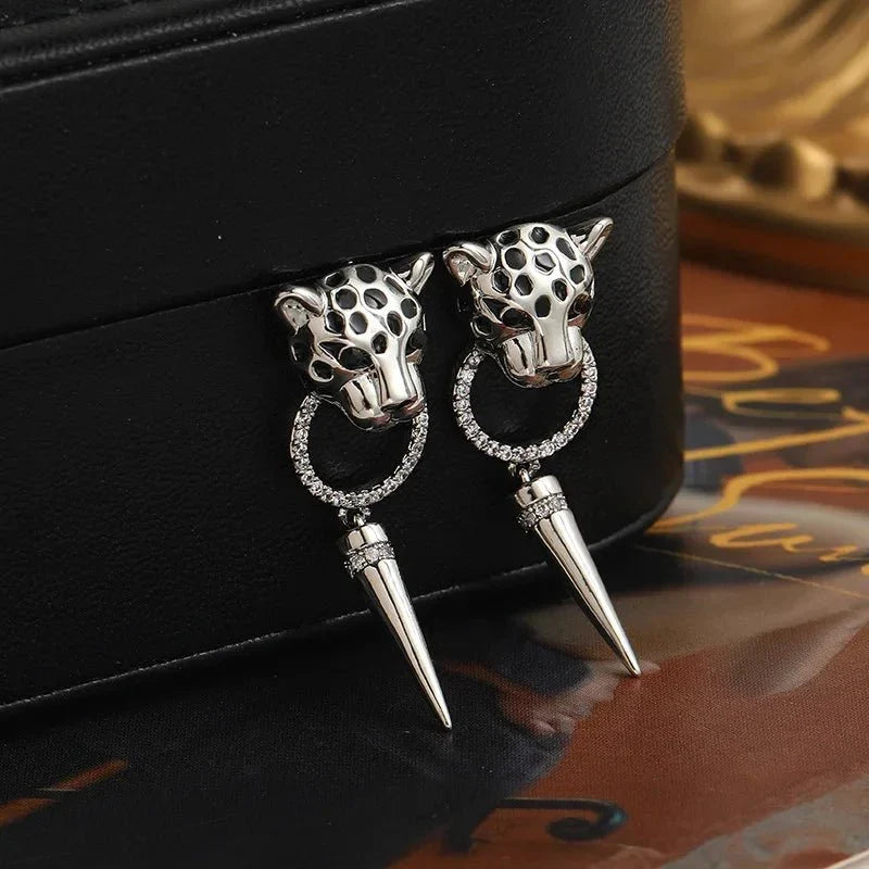 Leopard Circle Dangle Earrings - 3cm Drop, Animal Print, view 3