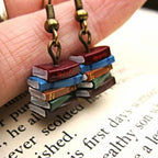 Book Stack Earrings for Book Lovers - 1cm Dangle, 8g, view 4