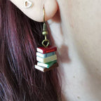 Book Stack Earrings for Book Lovers - 1cm Dangle, 8g, view 8
