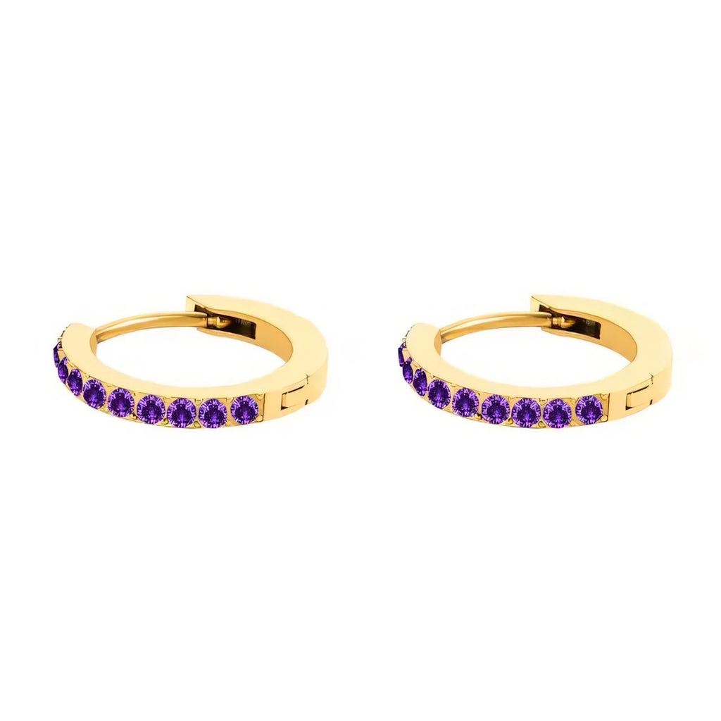 Dainty Birthstone Hoop Huggie Earrings - 13mm, Personalised Jewellery, view 10