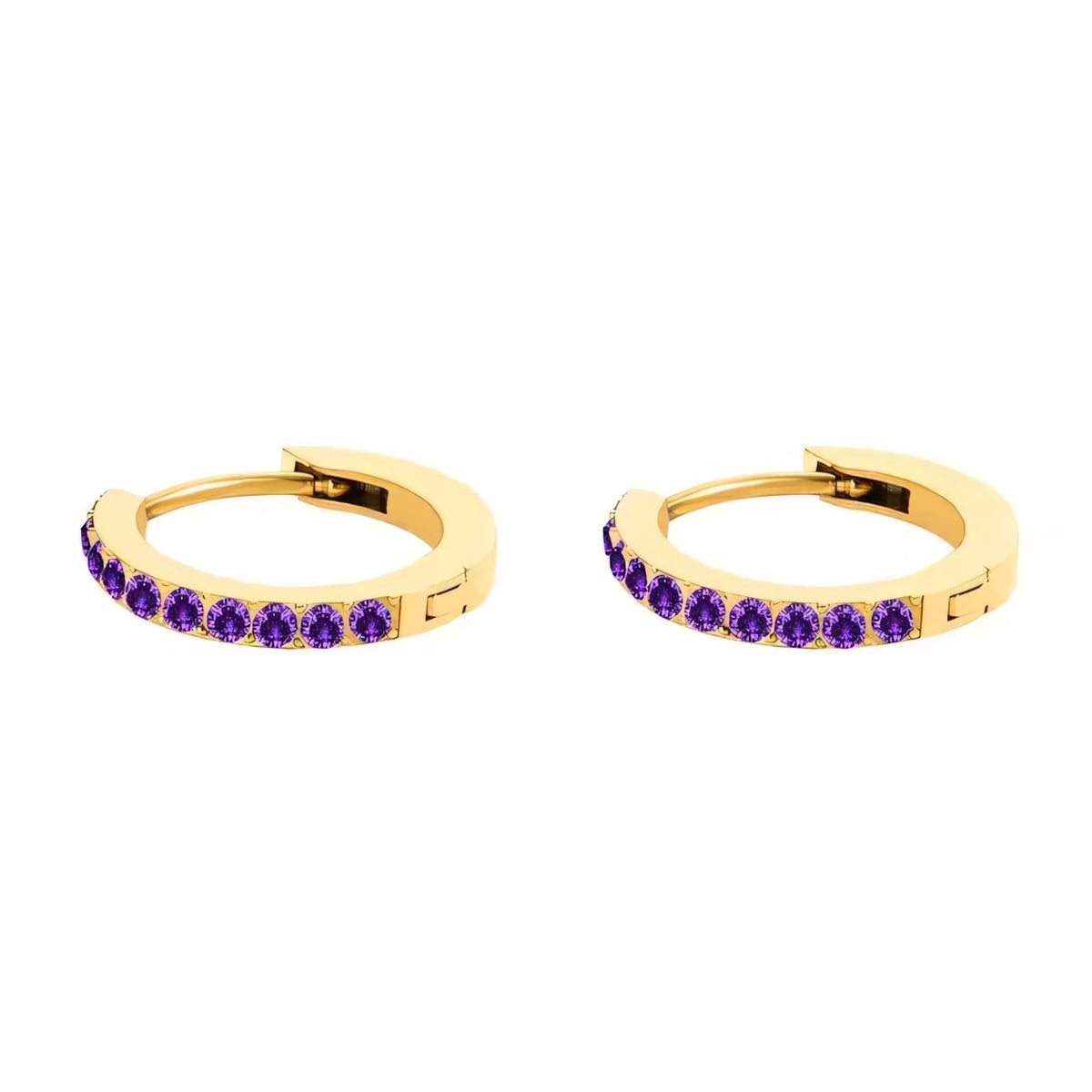 Dainty Birthstone Hoop Huggie Earrings - 13mm, Personalised Jewellery, view 10