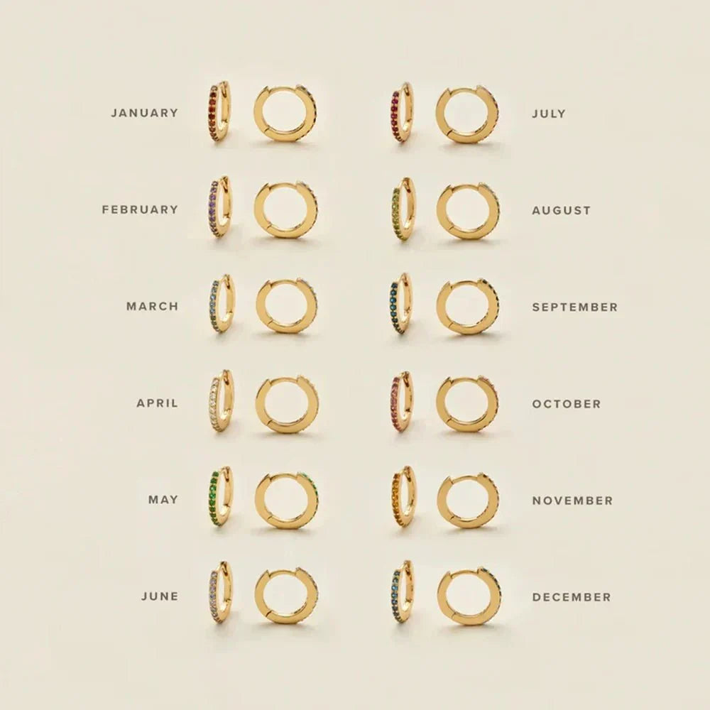 Dainty Birthstone Hoop Huggie Earrings - 13mm, Personalised Jewellery, view 2