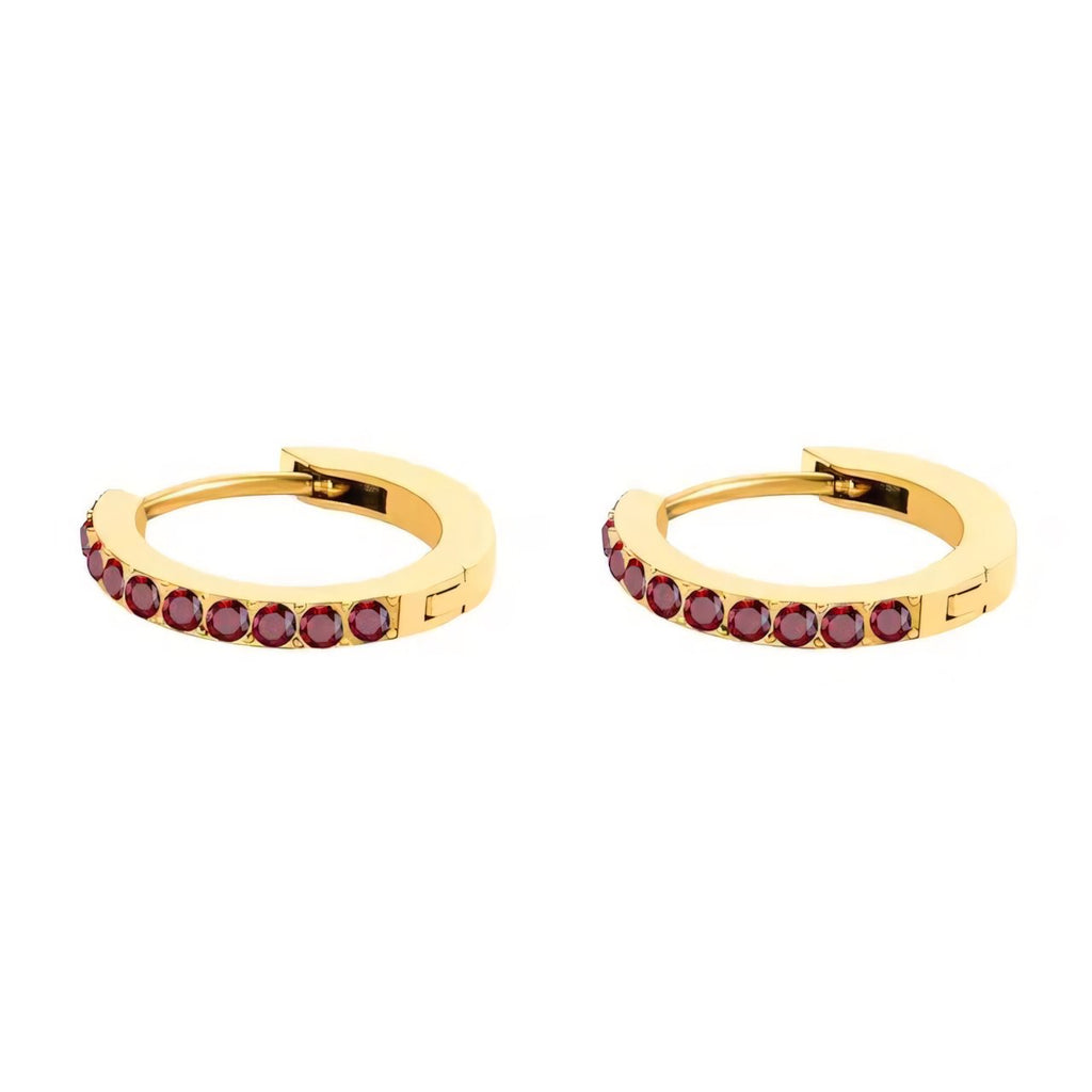 Dainty Birthstone Hoop Huggie Earrings - 13mm, Personalised Jewellery, view 5