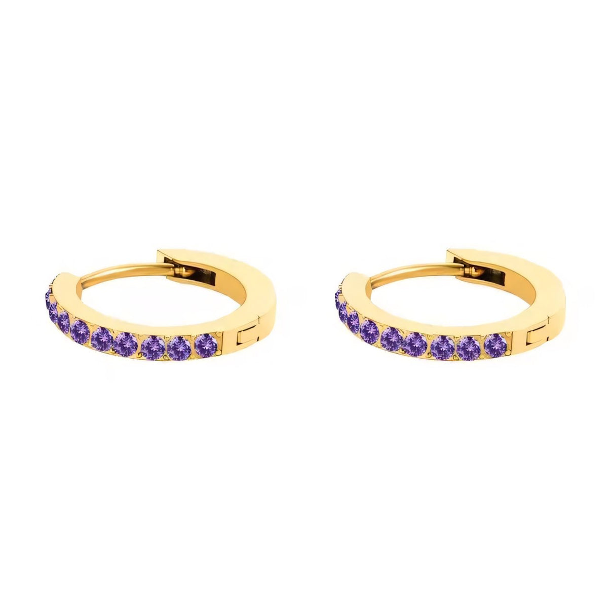 Dainty Birthstone Hoop Huggie Earrings - 13mm, Personalised Jewellery, view 6