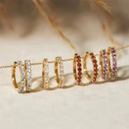 Dainty Birthstone Hoop Huggie Earrings - 13mm, Personalised Jewellery