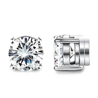Unisex Magnetic Crystal Stud Earrings - Stainless Steel, Silver, Hypoallergenic, view 3
