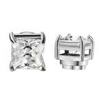 Unisex Magnetic Crystal Stud Earrings - Stainless Steel, Silver, Hypoallergenic, view 4