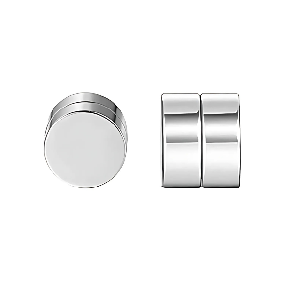 Unisex Magnetic Crystal Stud Earrings - Stainless Steel, Silver, Hypoallergenic, view 5