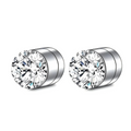 Unisex Magnetic Crystal Stud Earrings - Stainless Steel, Silver, Hypoallergenic