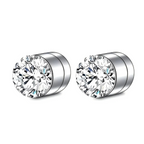 Unisex Magnetic Crystal Stud Earrings - Stainless Steel, Silver, Hypoallergenic