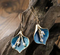 Vintage Blue Lotus Silver Earrings for Women - Vibrant Blue Stones