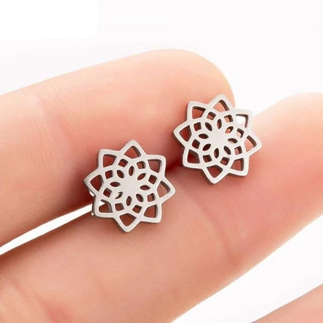 Boho Vintage Stud Earrings for Women - Sterling Silver, 1/4" Width, view 20