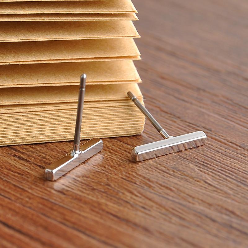 Classic T-Bar Stud Earrings for Women - Everyday Wear, view 2