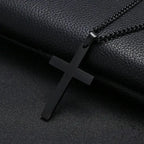 Men's Stainless Steel Cross Pendant Necklace - 60 cm Iron Chain, view 4