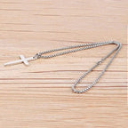 Men's Stainless Steel Cross Pendant Necklace - 60 cm Iron Chain, view 5