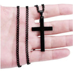 Men's Stainless Steel Cross Pendant Necklace - 60 cm Iron Chain, view 7