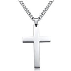 Men's Stainless Steel Cross Pendant Necklace - 60 cm Iron Chain, view 8