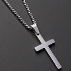 Classic Cross Men's Necklace - Stainless Steel, Faith Symbol Pendant, view 13