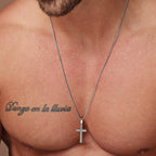 Classic Cross Men's Necklace - Stainless Steel, Faith Symbol Pendant, view 2