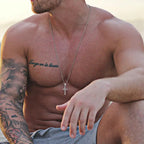 Classic Cross Men's Necklace - Stainless Steel, Faith Symbol Pendant, view 4