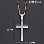 Classic Cross Men's Necklace - Stainless Steel, Faith Symbol Pendant, view 5
