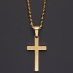 Classic Cross Men's Necklace - Stainless Steel, Faith Symbol Pendant, view 6