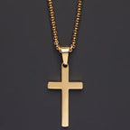 Classic Cross Men's Necklace - Stainless Steel, Faith Symbol Pendant, view 7
